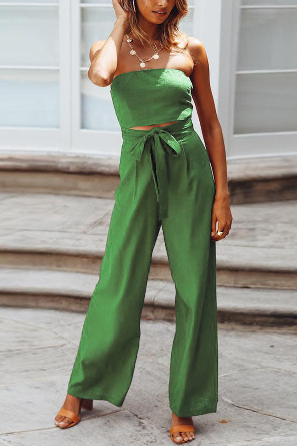 Strapless Waistband Loose Jumpsuit