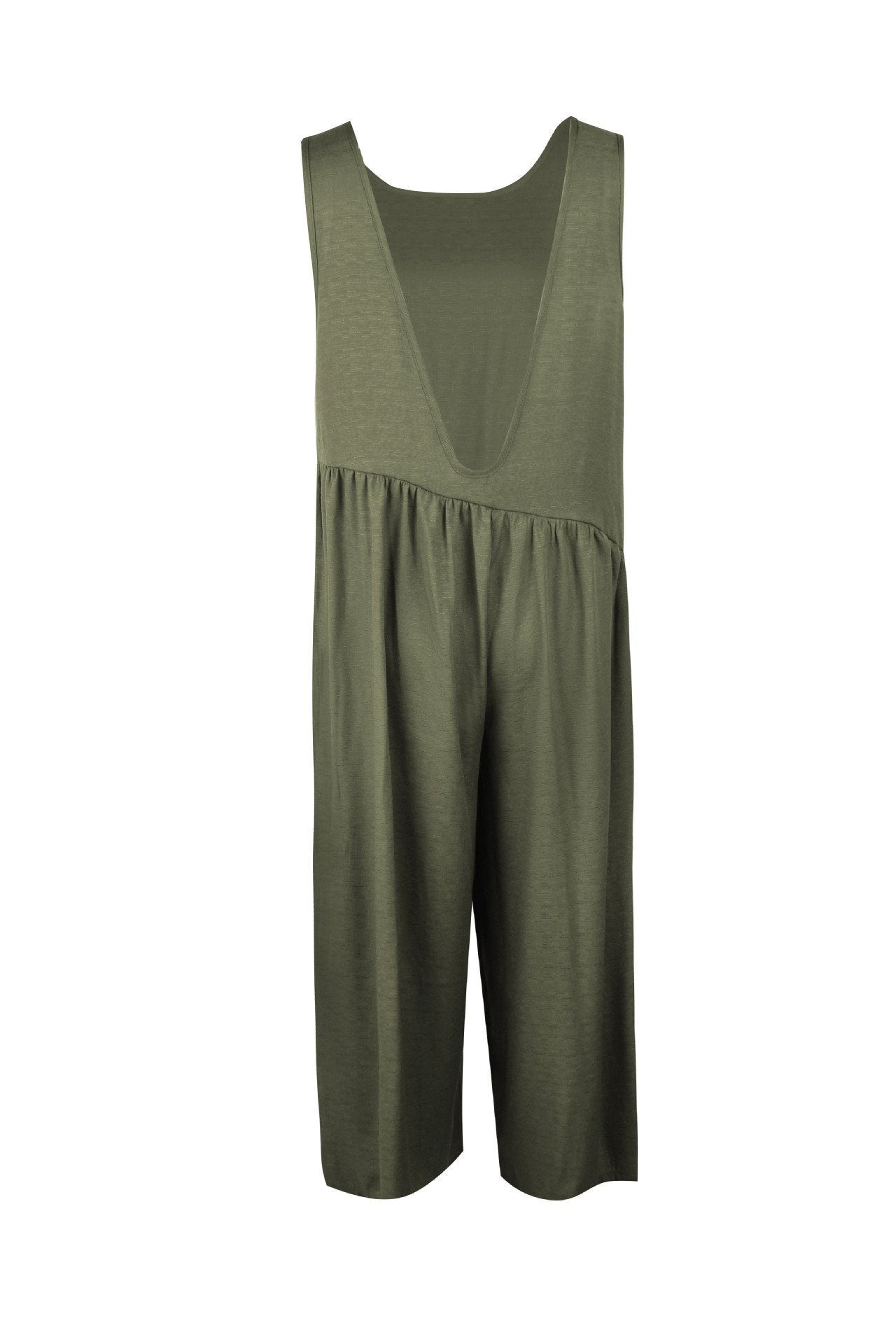 Casual Vest Wide Leg Jumpsuit - Armygreen