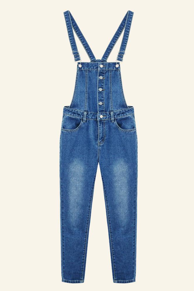 Denim Bib Slim Overall Romper