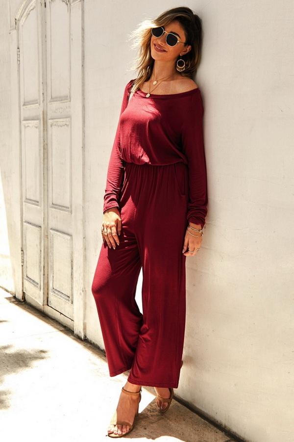 Plain Off The Shoulder Jumpsuit