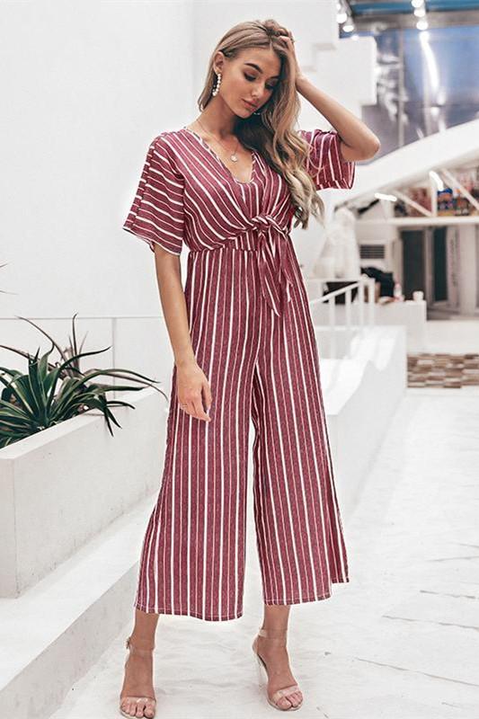 Tell The News Striped Jumpsuit - Blue