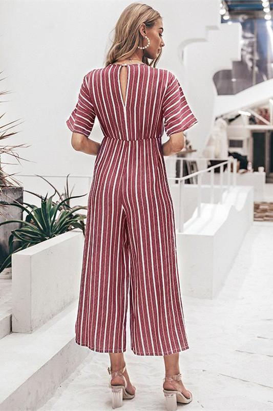 Tell The News Striped Jumpsuit - Blue