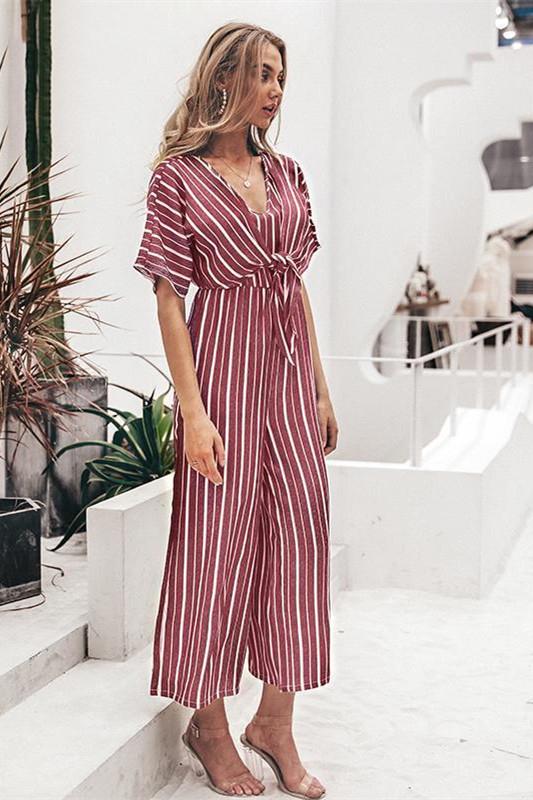 Tell The News Striped Jumpsuit - Blue